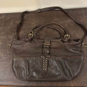 trask made in Italy, soft, heavy, leather deconstructed hand bag